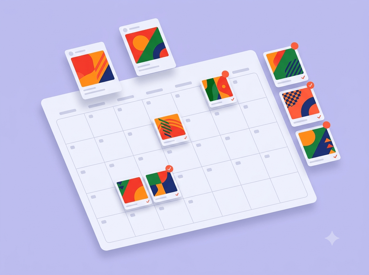 Calendario con publicaciones de redes sociales programadas para el mes